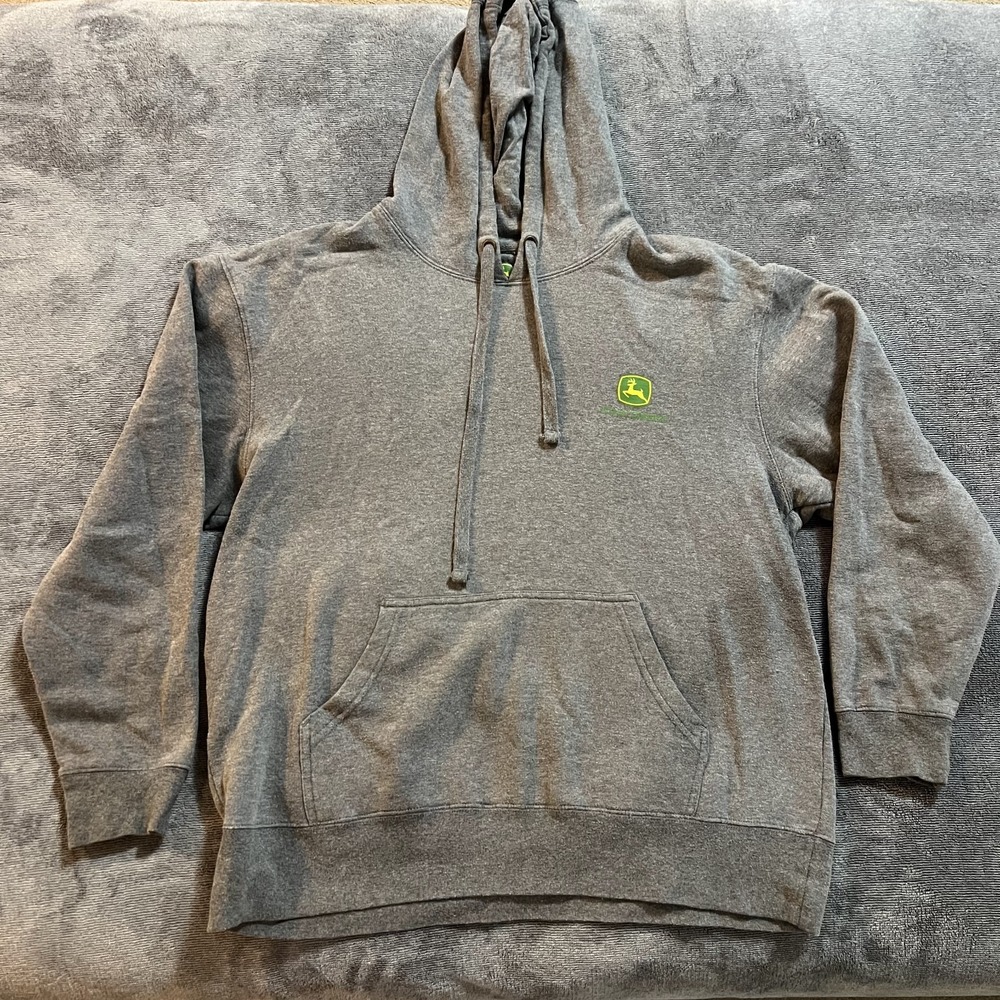 John Deere 6R Series Unleash The Power Gray Pullover Tractor Hoodie Men's Large